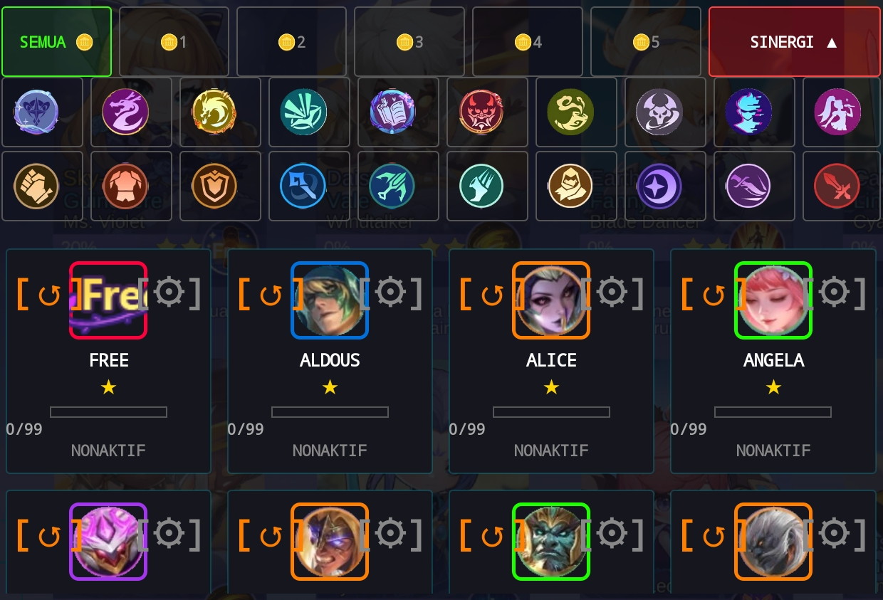 foto: daftar hero di menu
